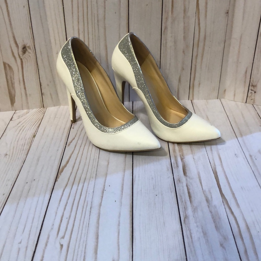White & Silver Glitter Wild Diva Heels